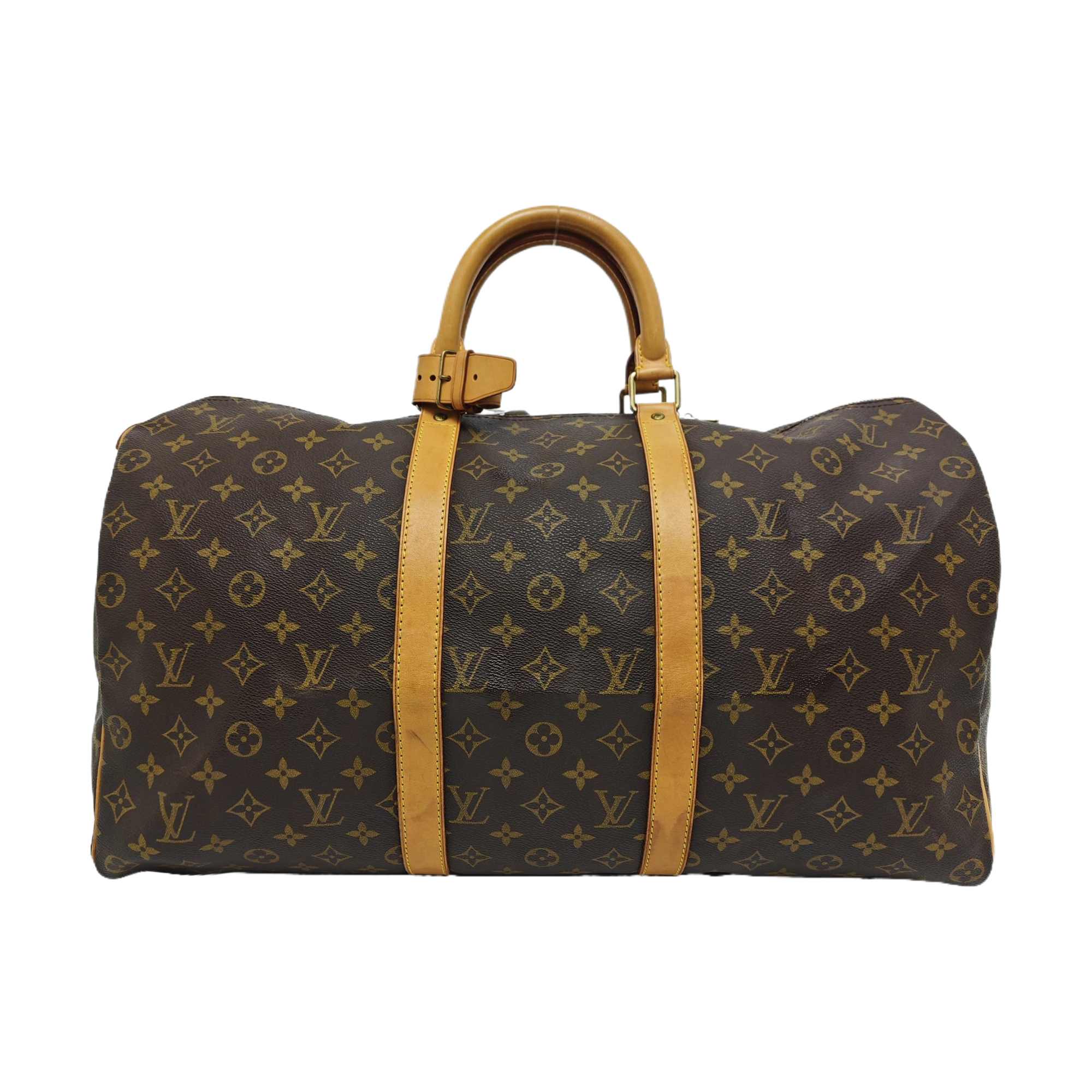 KEEPALL 50 Monogram Coated Canvas Brown