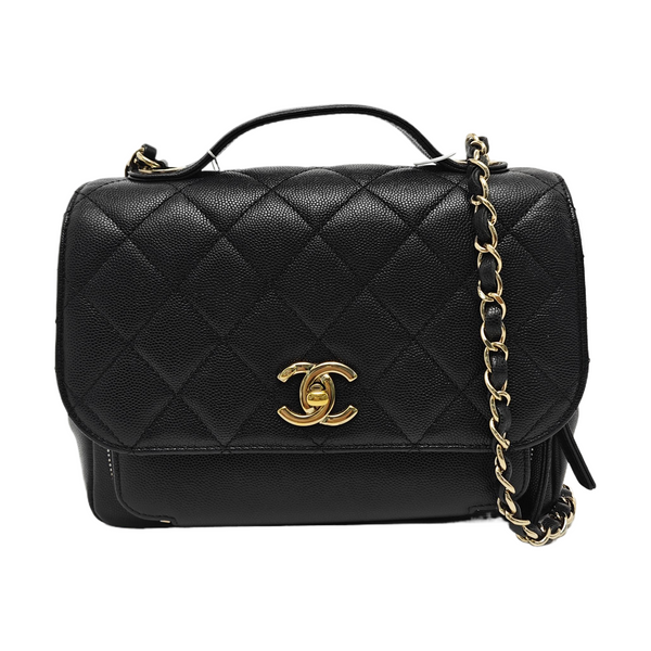 BUSINESS AFFINITY Small Quilted Grained Calfskin Black