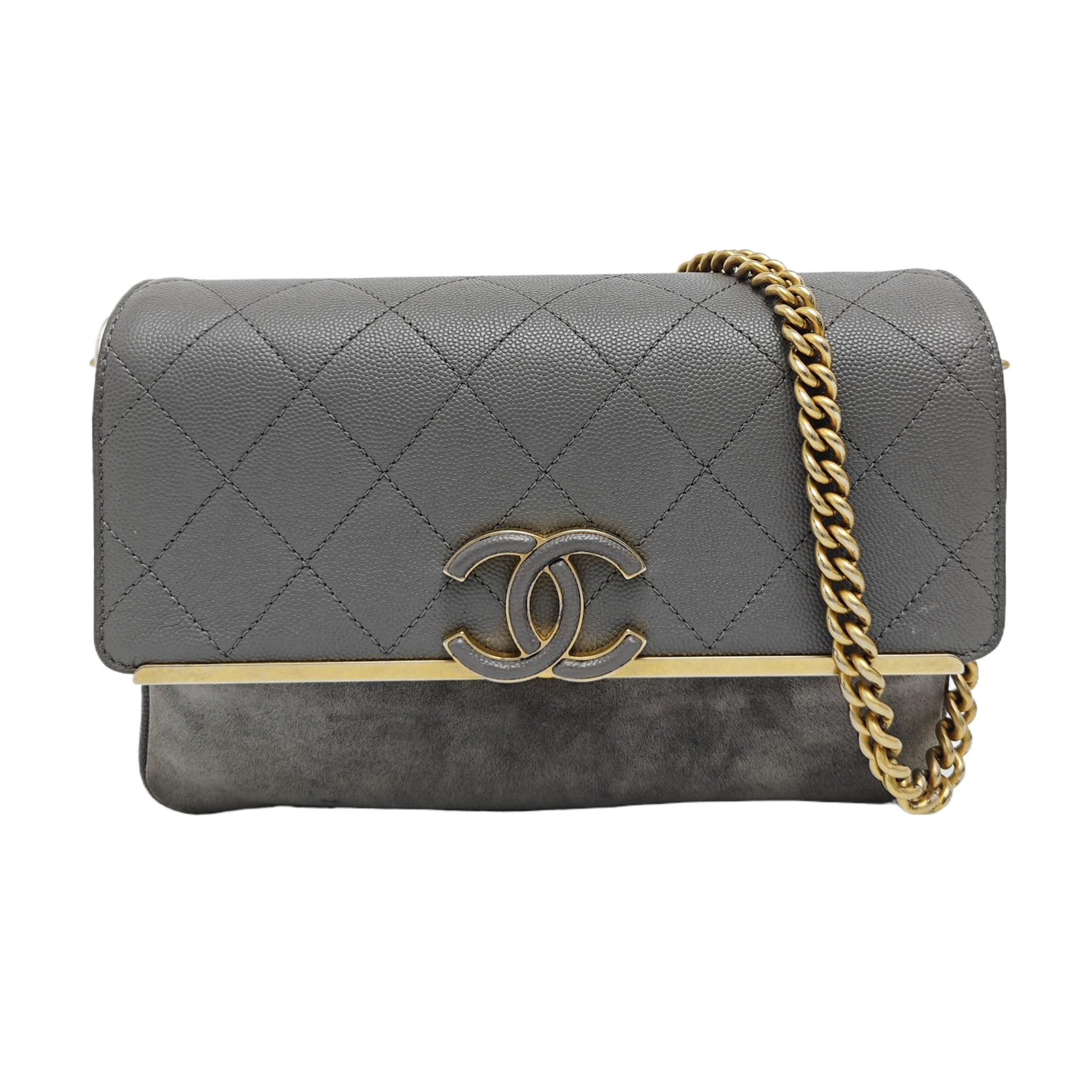 Quilted Grained Calfskin Gray