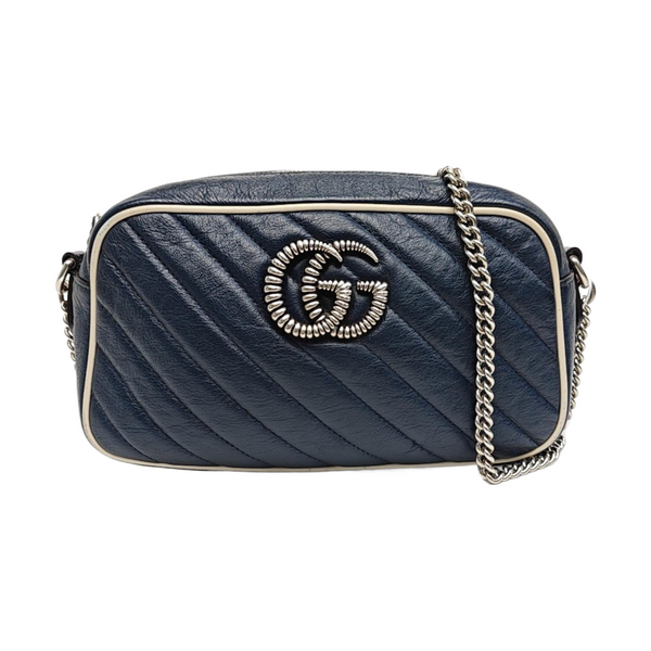 GG Marmont Small Quilted Calfskin Blue