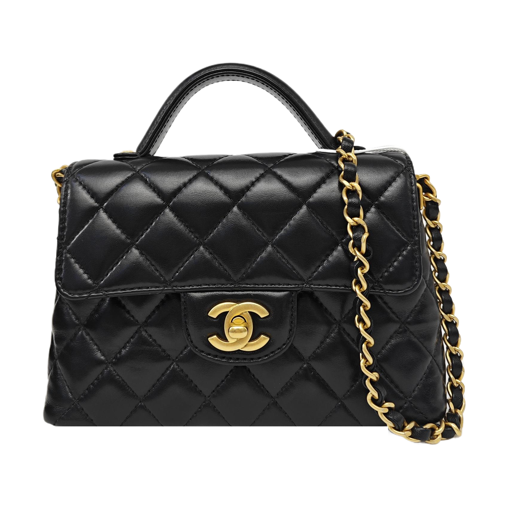Quilted Lambskin Shoulder Bag Small Black