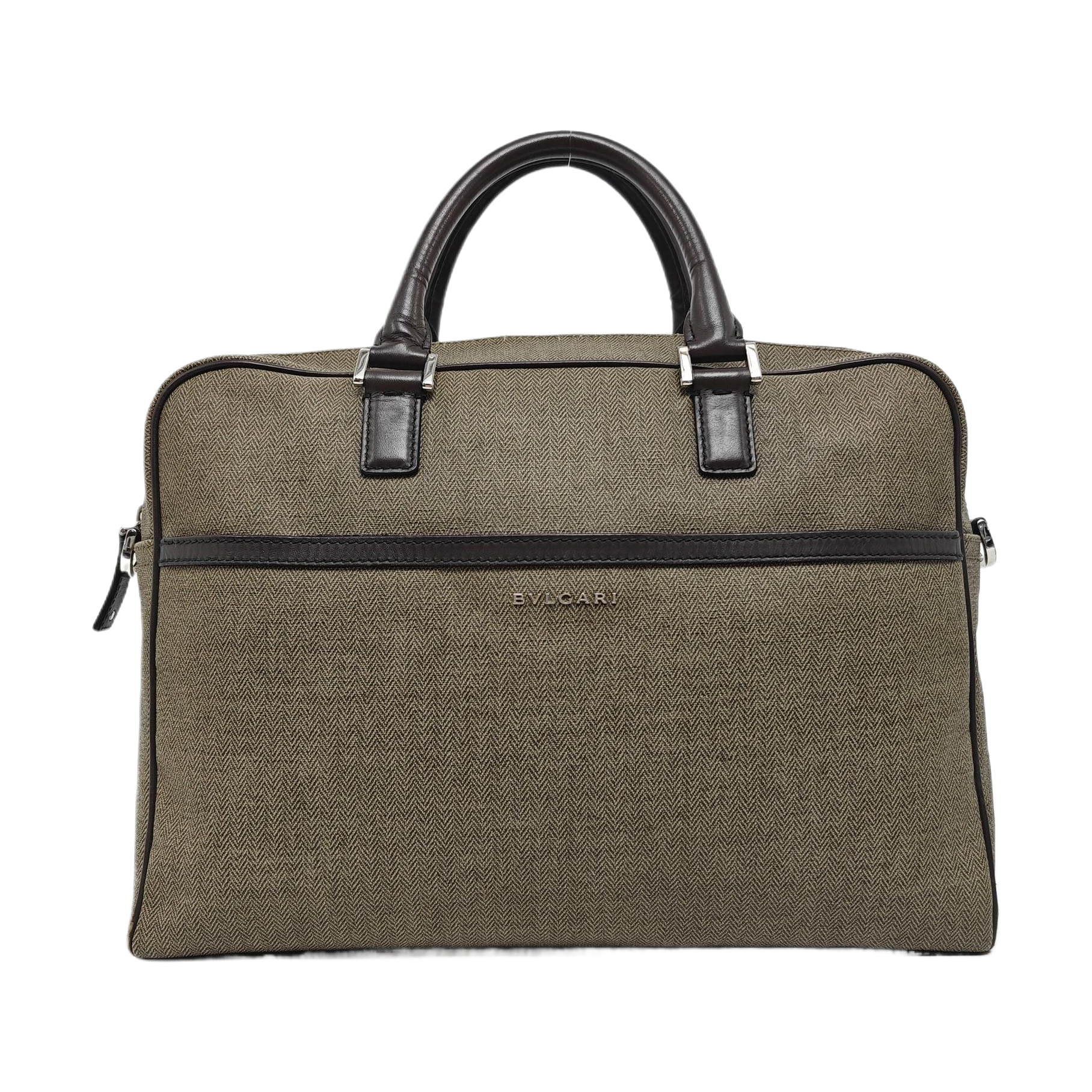 Coated Canvas Top Handle Bag Brown