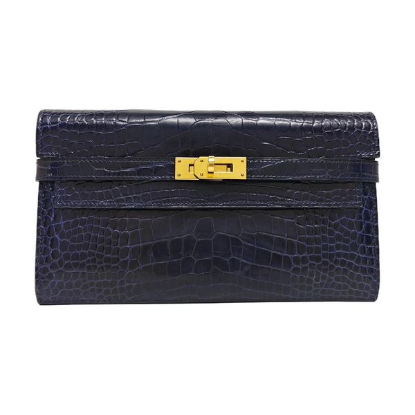 Kelly 20 Shiny Porosus Crocodile Blue Wallet