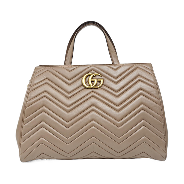 Authenticated pre-owned  GG Marmont Quilted Calfskin Beige - Tote Bag at Looply