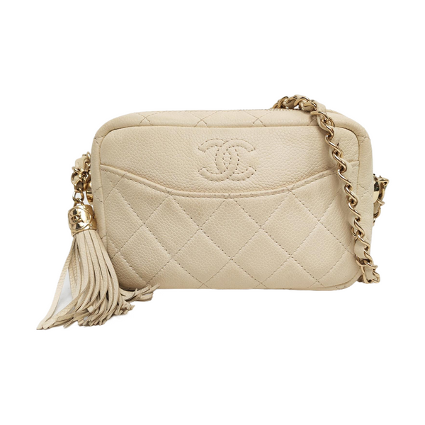 CAMERA CASE Quilted Grained Calfskin White