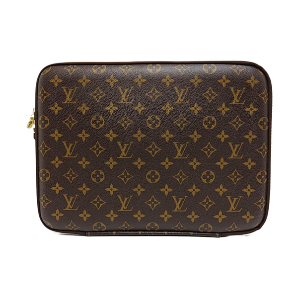 Monogram Coated Canvas Clutch Brown