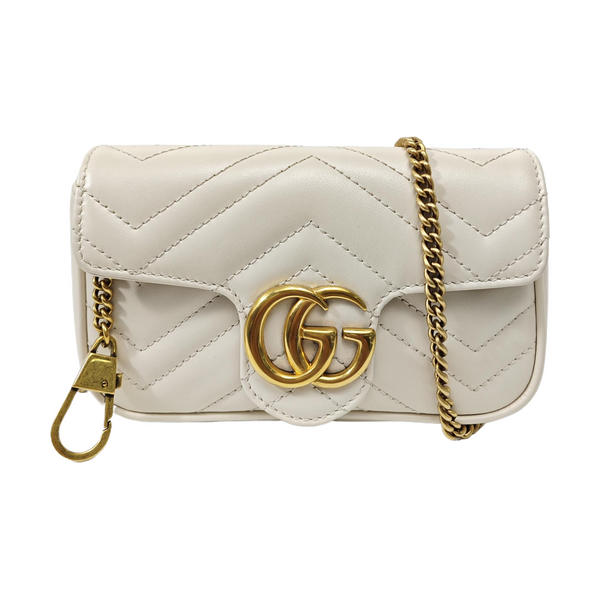 GG Marmont Mini Quilted Calfskin White