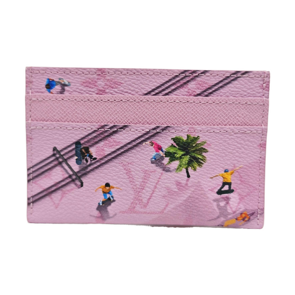 DOUBLE Monogram Coated Canvas Pink Card Holder