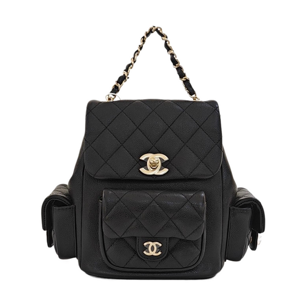 Small Quilted Grained Calfskin Black