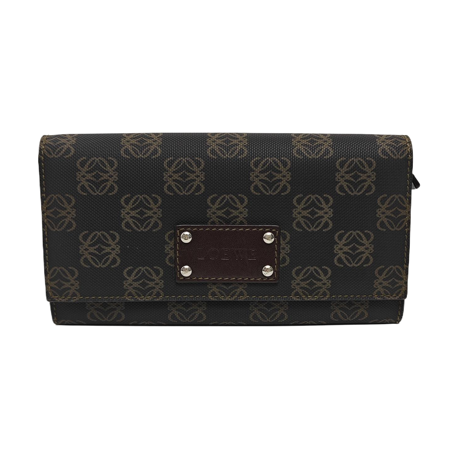 Monogram Leather Clutch Gray