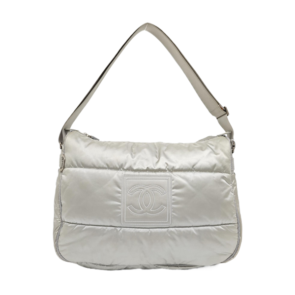 Quilted Nylon Shoulder Bag Gray