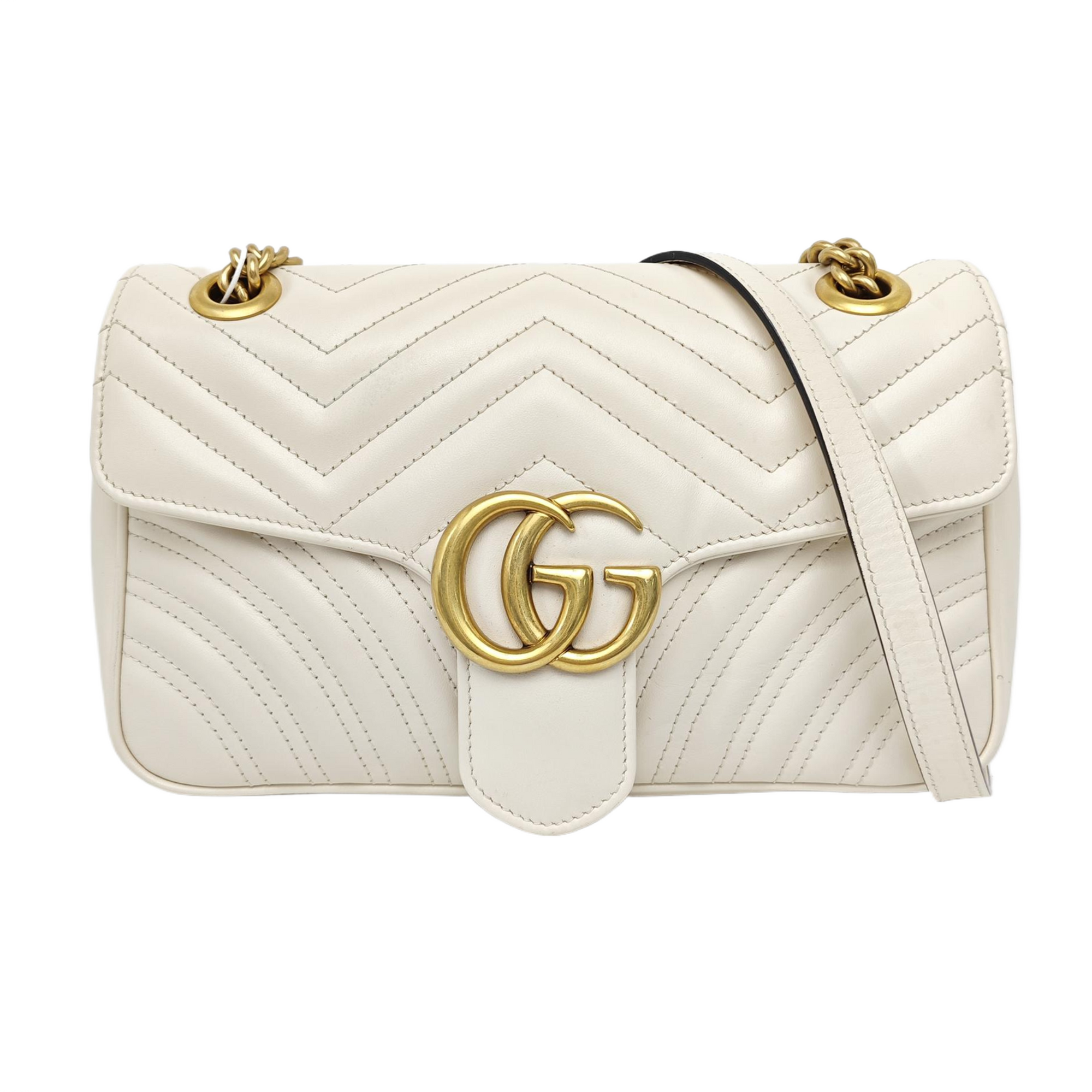 GG Marmont Medium Quilted Calfskin White
