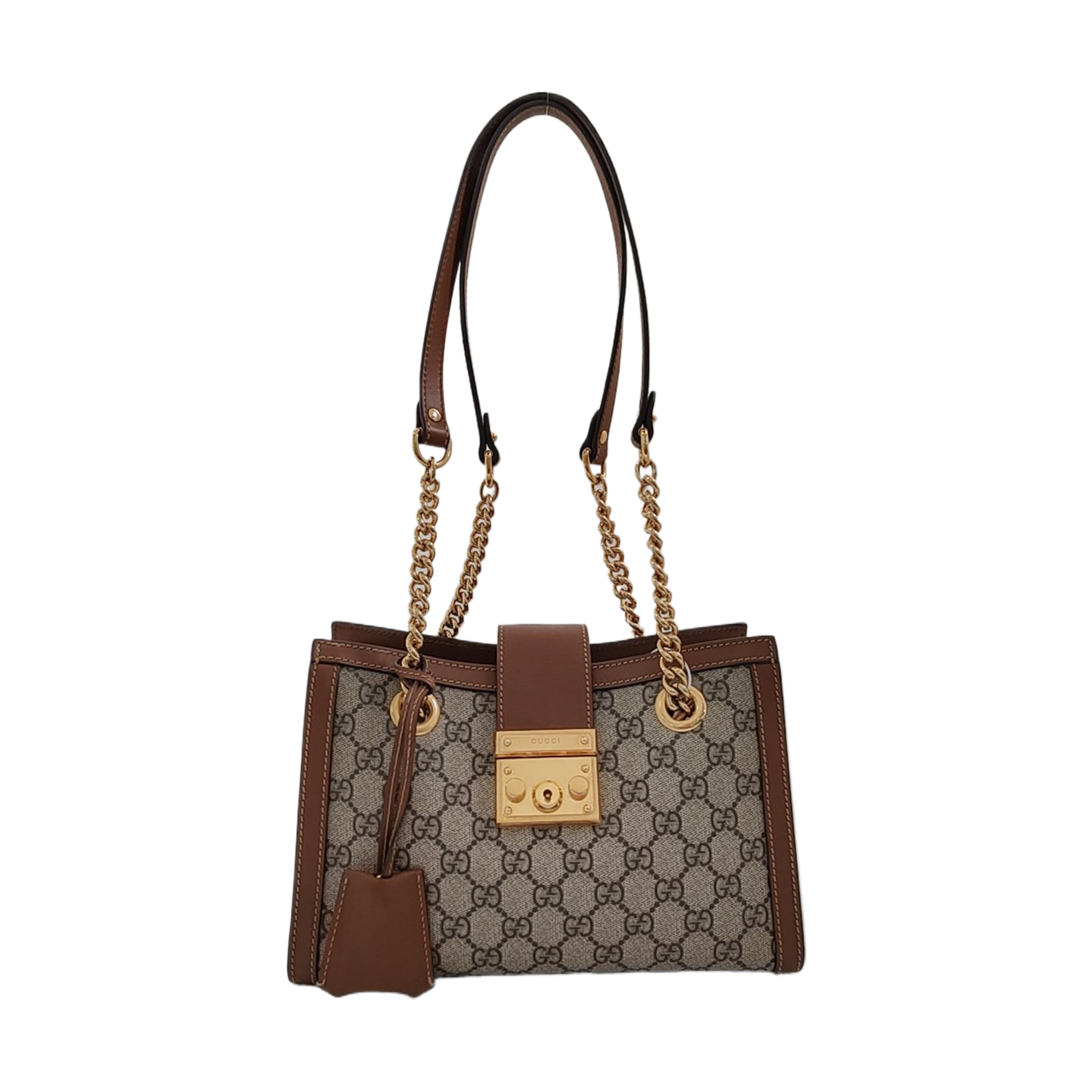 Padlock Small Monogram Coated Canvas Beige