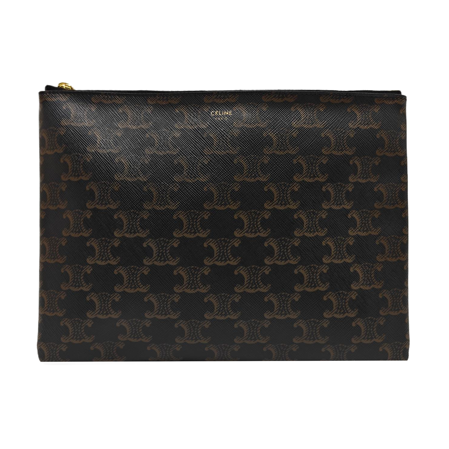 Coated Canvas Clutch Brown