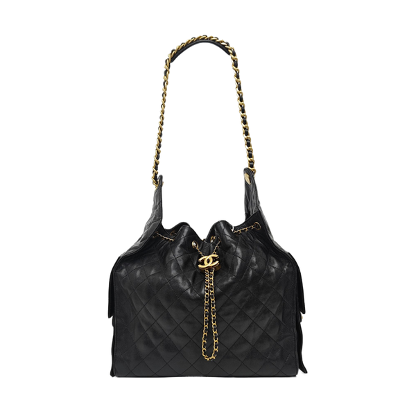CHANEL 25 Medium Quilted Calfskin Black