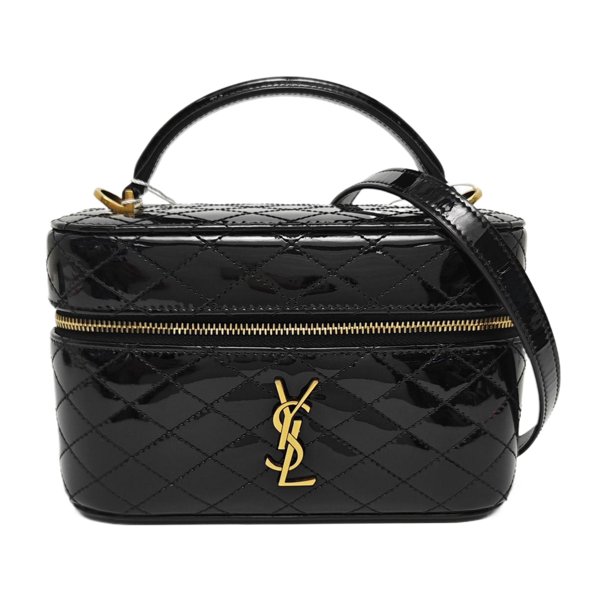80'S VANITY Quilted Patent Leather Black