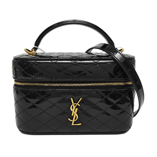 80'S VANITY Quilted Patent Leather Black
