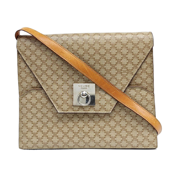 Coated Canvas Shoulder Bag Beige