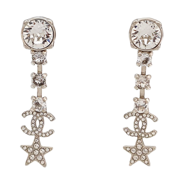 CC Logo Metal Silver Stud Earrings