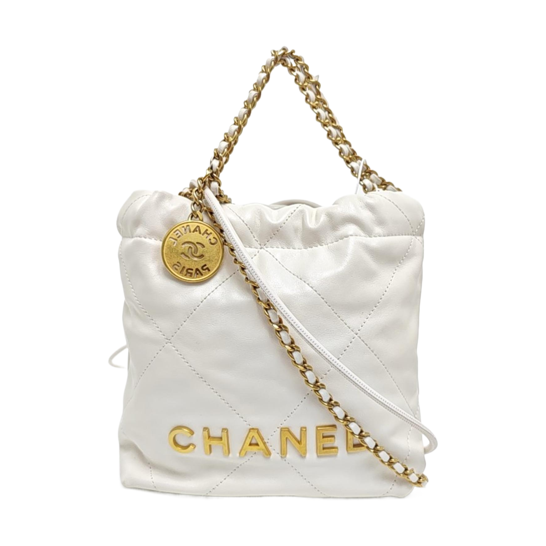 CHANEL 22 Mini Quilted Calfskin White