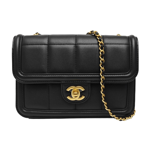 Quilted Calfskin Shoulder Bag Mini Black