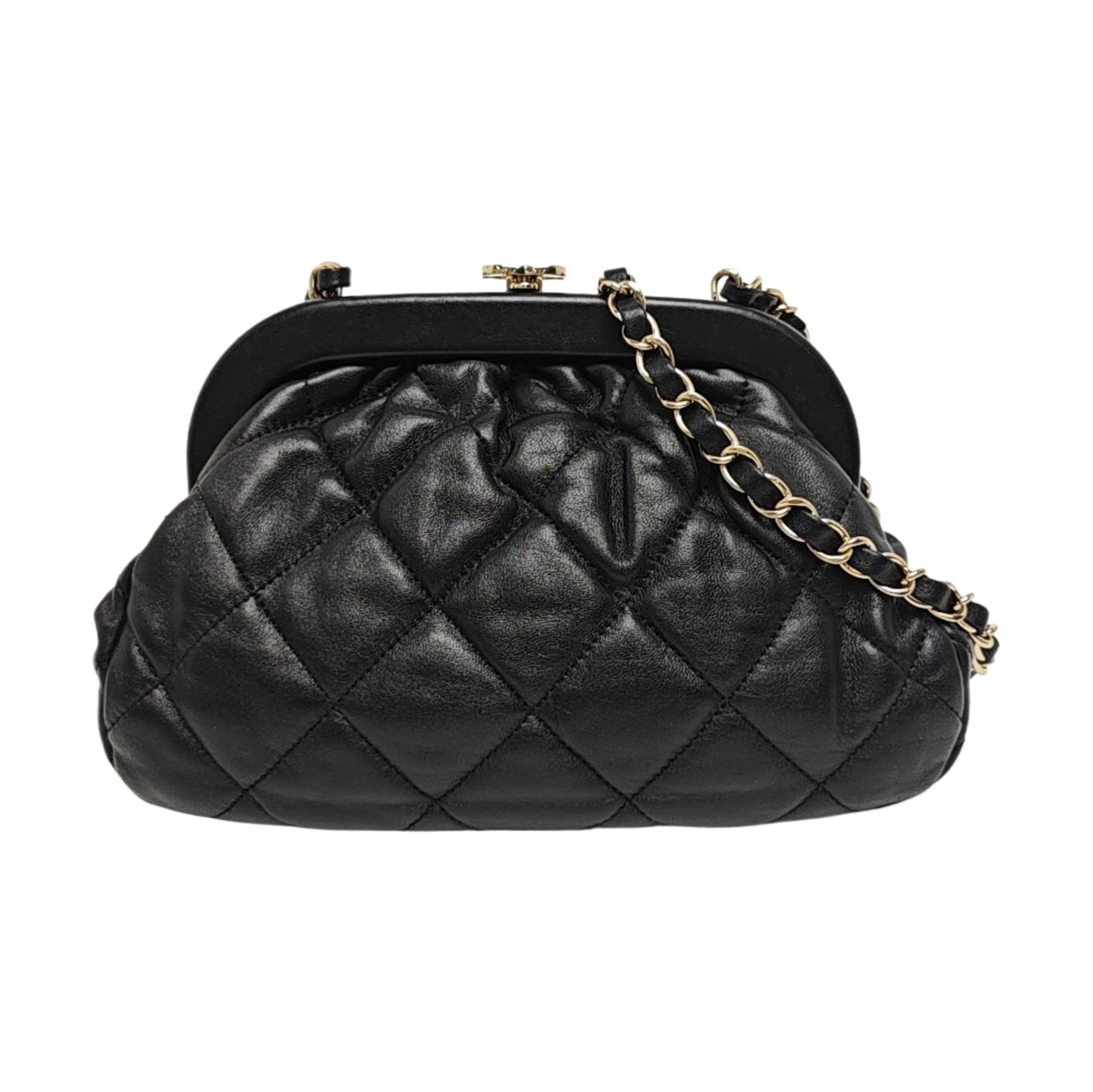 Quilted Lambskin Shoulder Bag Black