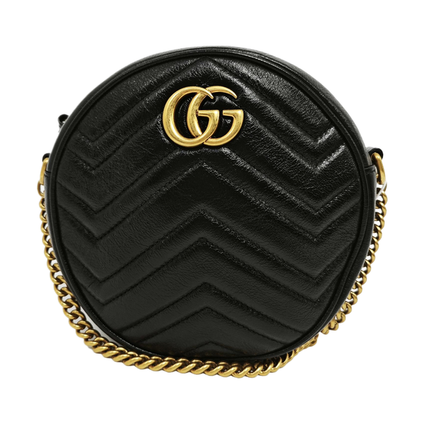 Authenticated pre-owned  GG Marmont Mini Quilted Calfskin Black - Shoulder Bag at Looply