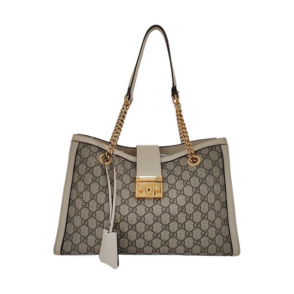 Authenticated pre-owned  Padlock Medium Monogram Coated Canvas Beige - Tote Bag at Looply
