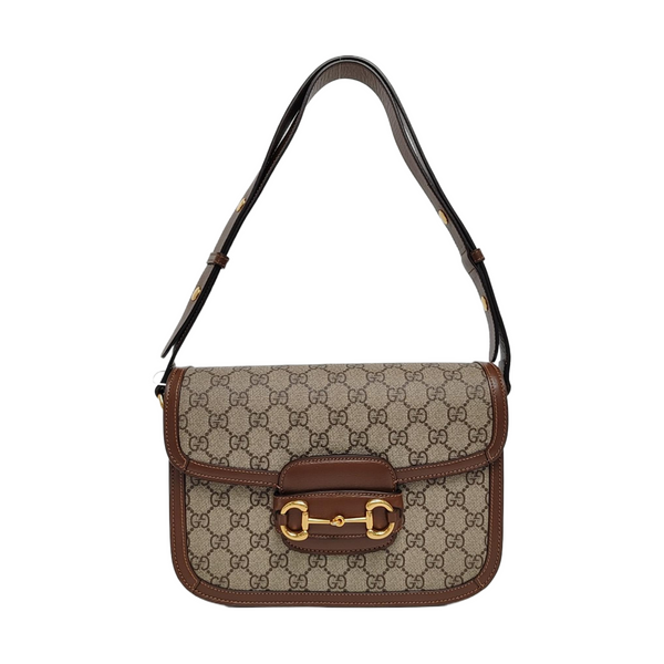 Horsebit 1955 Medium Monogram Coated Canvas Beige