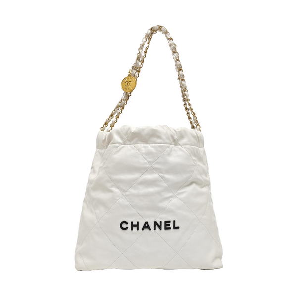 CHANEL 22 Small Quilted Calfskin White
