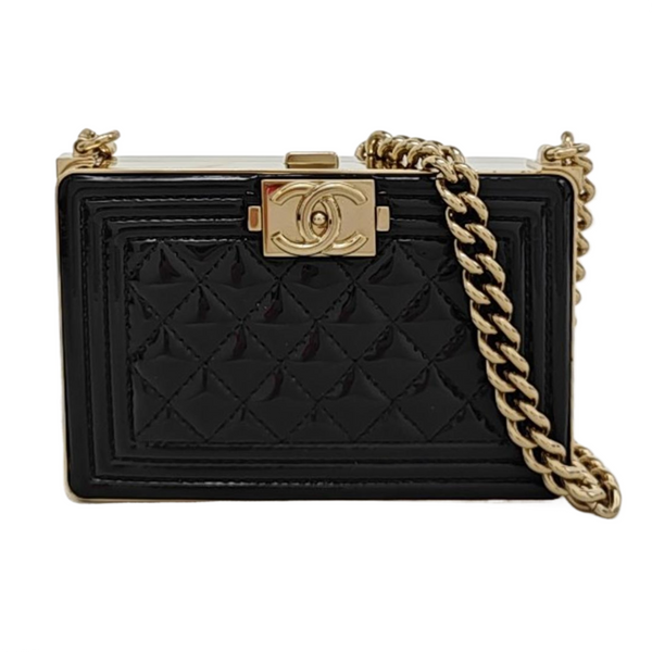 Leboy Quilted Patent Calfskin Black