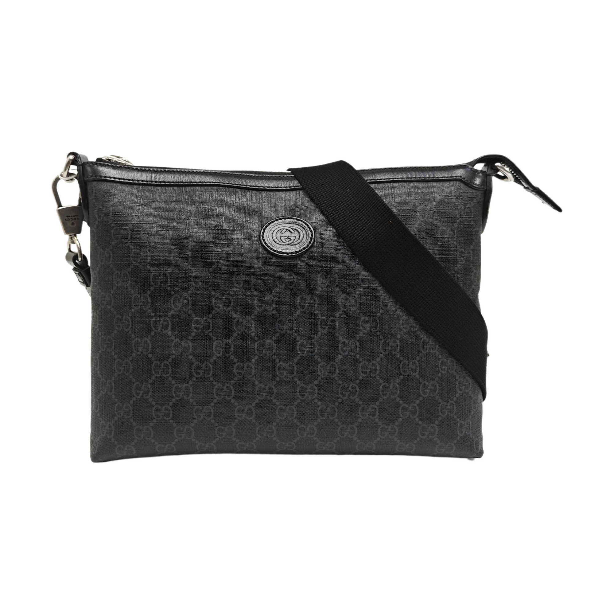 Monogram Coated Canvas Shoulder Bag Black