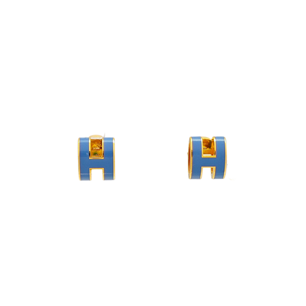 Pop H Metal Blue Stud Earrings