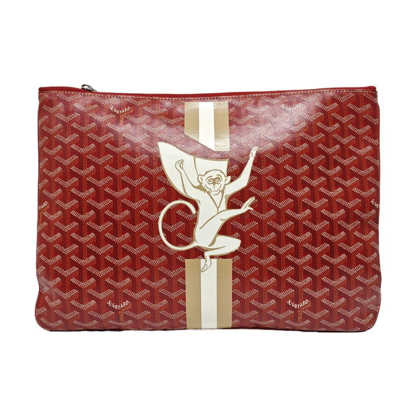Coated Canvas Clutch Red