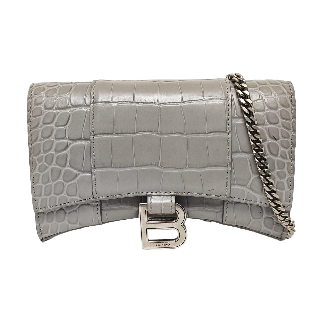 Hourglass Wallet On Chain Mini Calfskin Gray