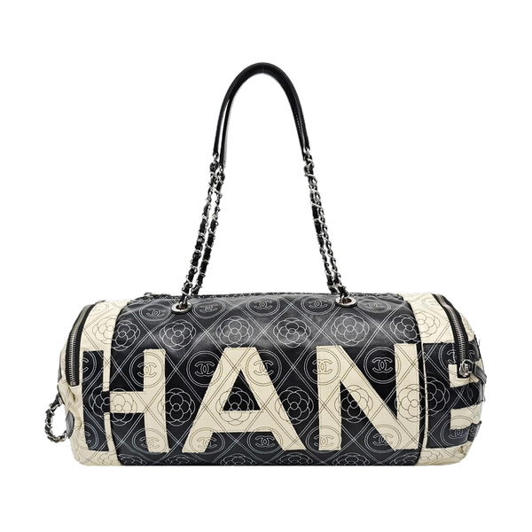 Quilted Coated Canvas Top Handle Bag Black