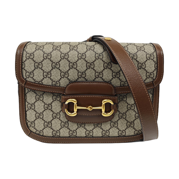 Horsebit 1955 Medium Monogram Coated Canvas Beige