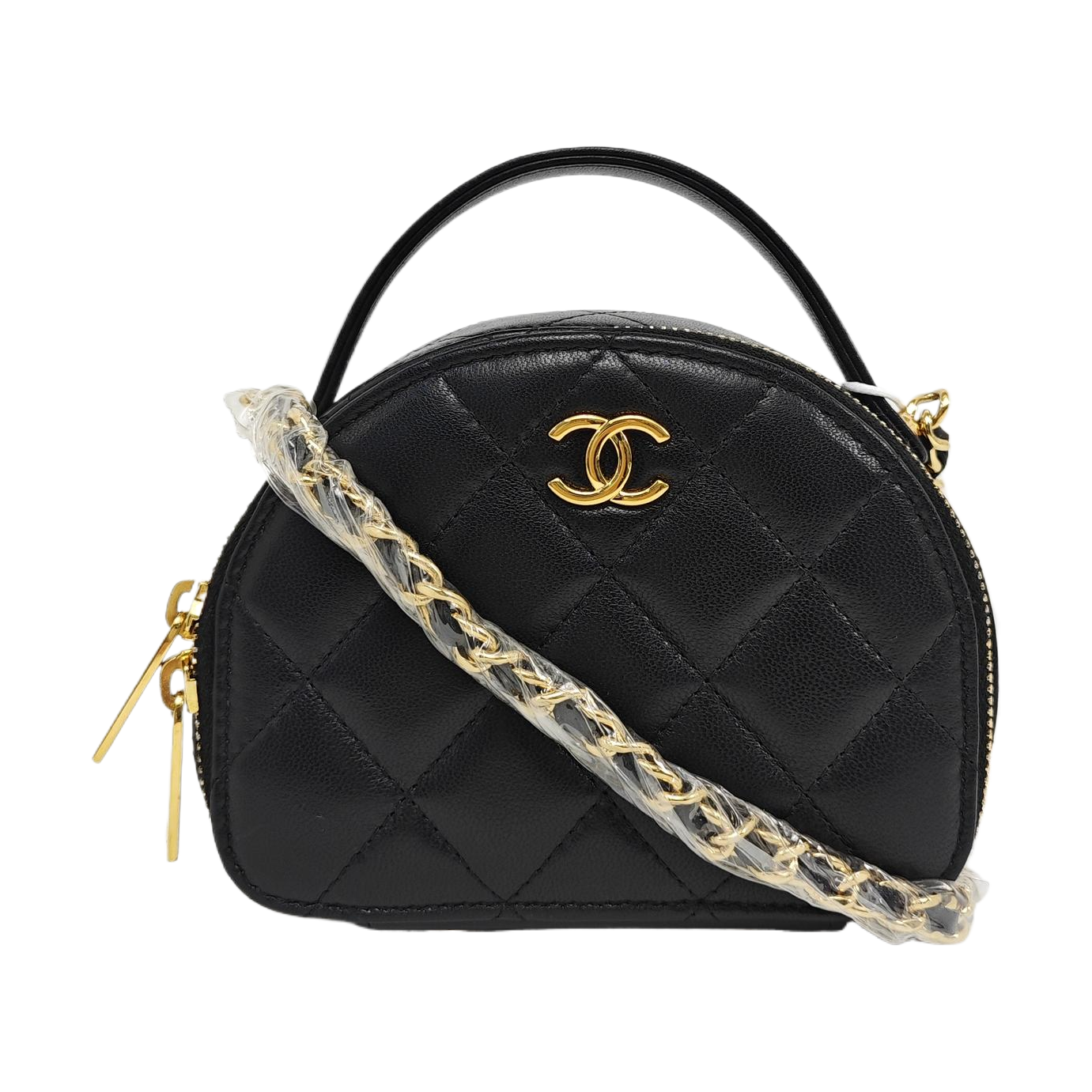 Quilted Lambskin Shoulder Bag Black
