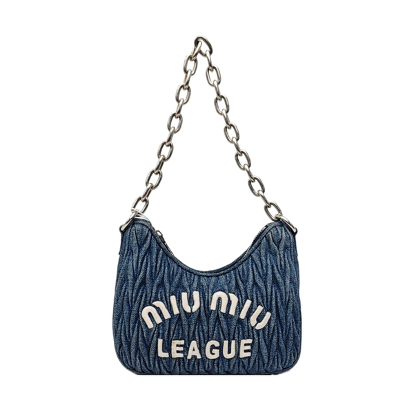 Quilted Denim Shoulder Bag Blue