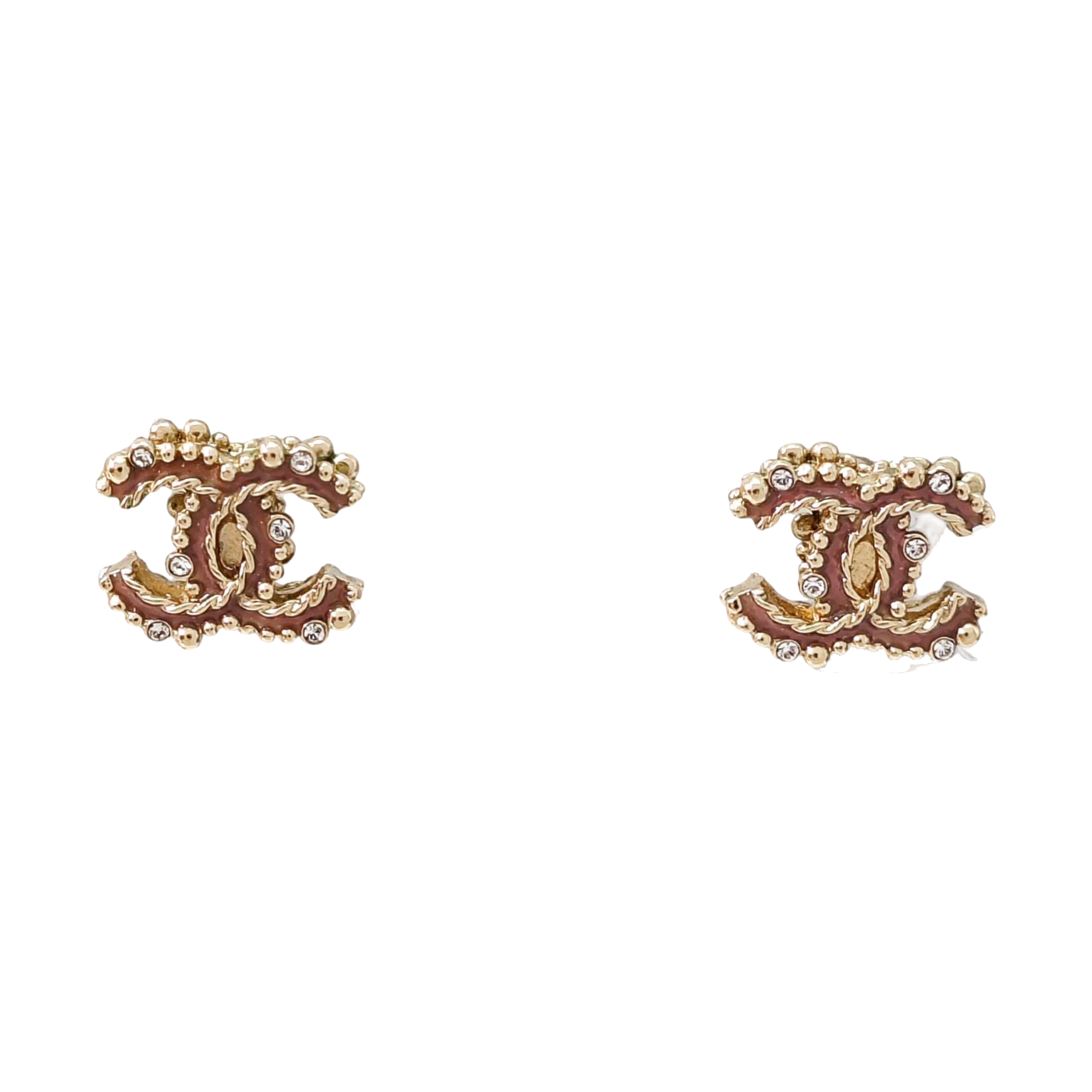 CC Logo Metal Gold Stud Earrings