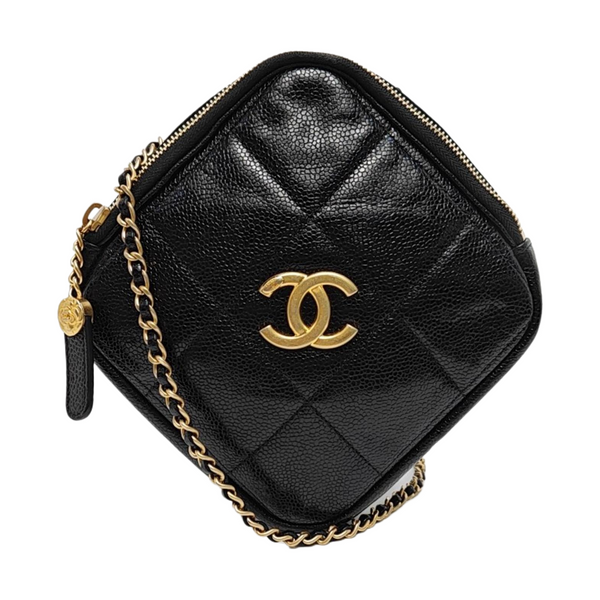 Diamond Quilted Grained Calfskin Black