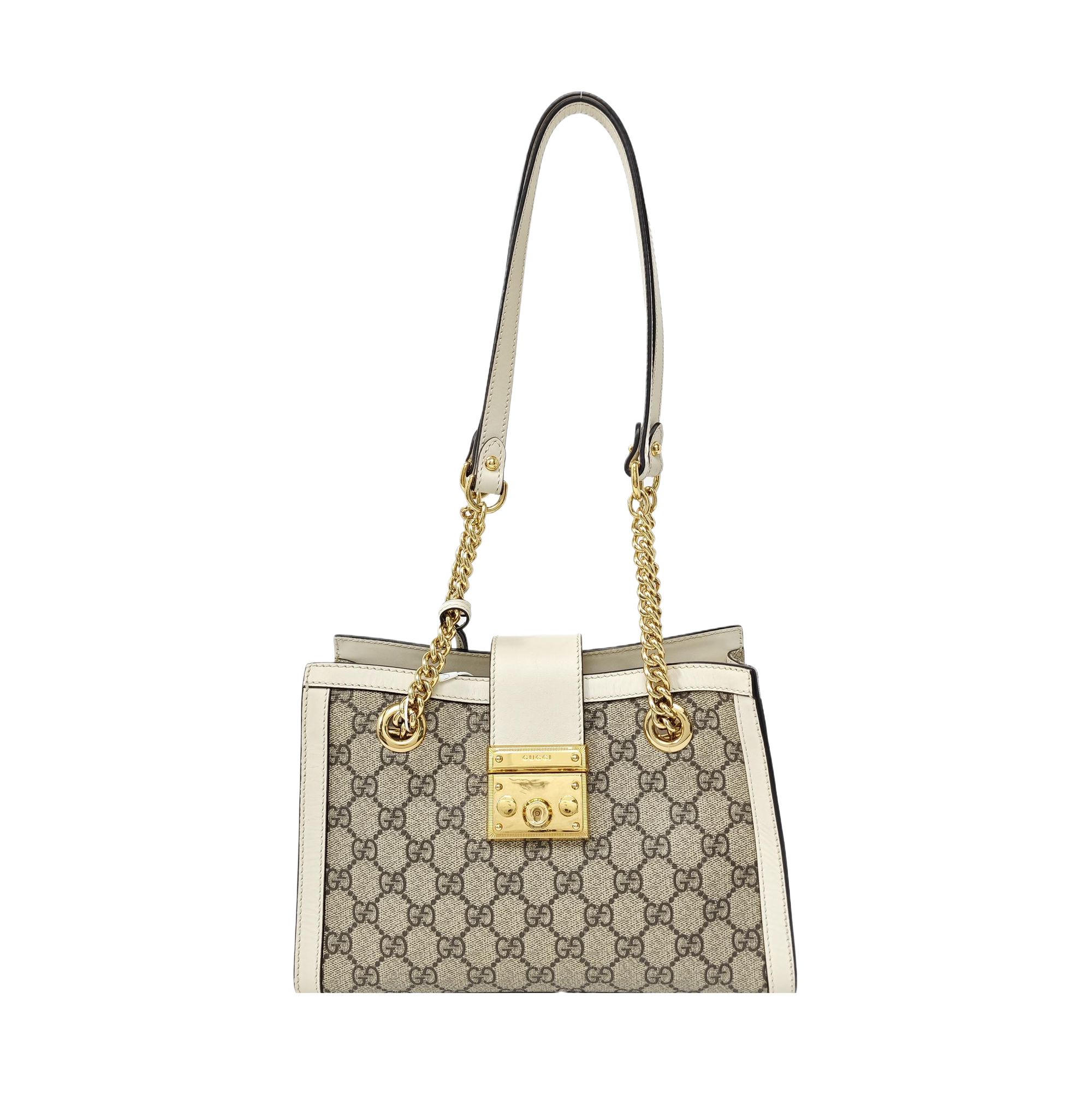 Padlock Small Monogram Coated Canvas Beige