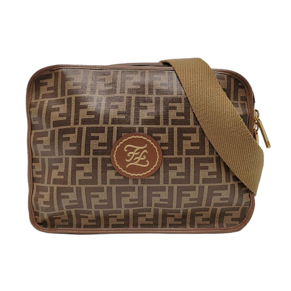 Coated Canvas Shoulder Bag Brown