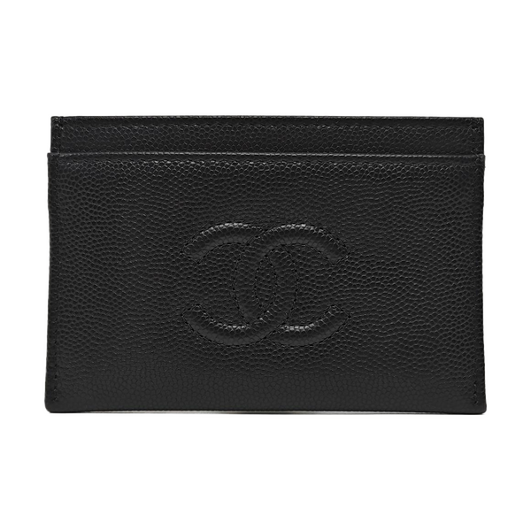 Grained Calfskin Card Holder Black