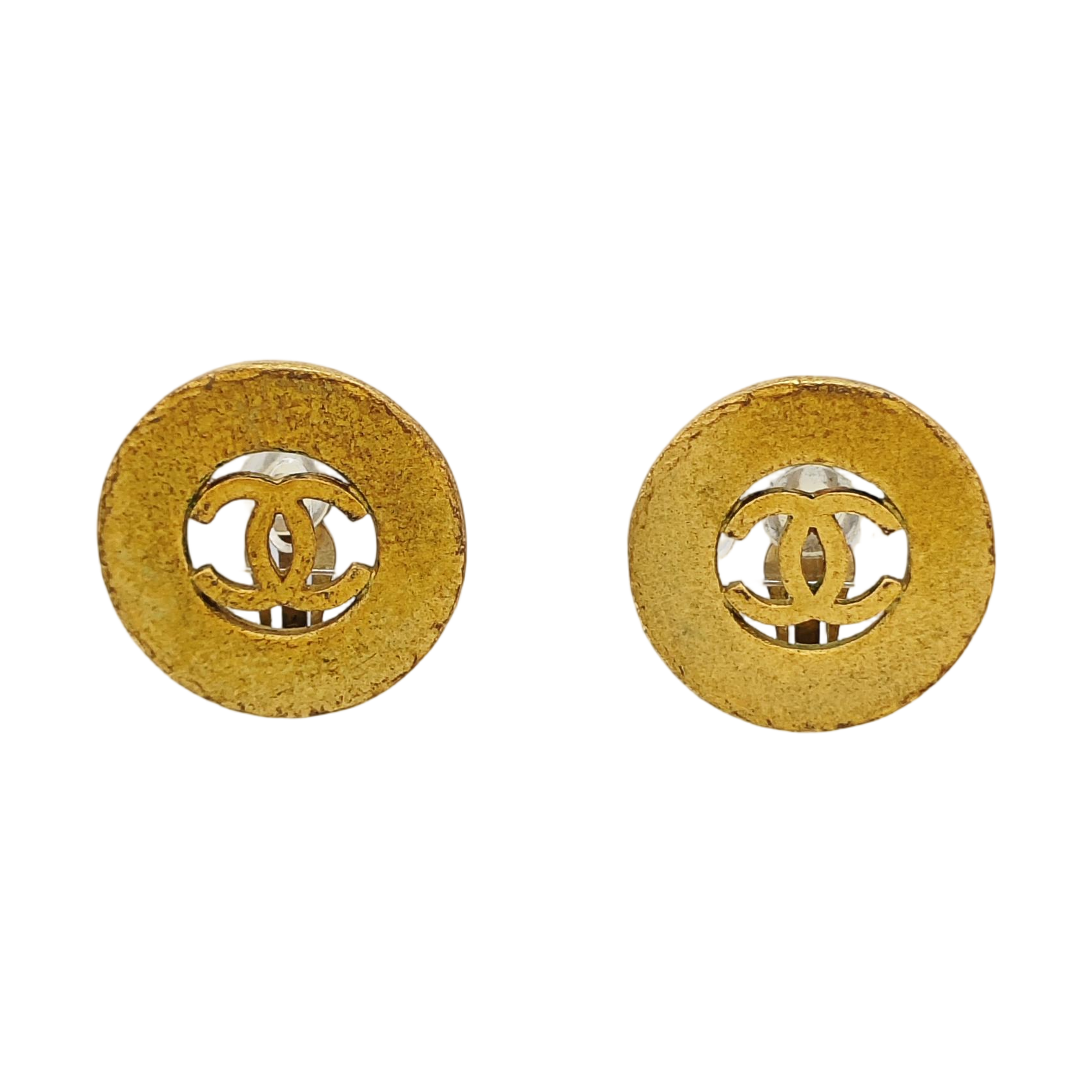 Vintage Metal Gold Clip On Earrings