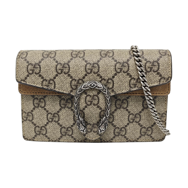 Dionysus Super Mini Monogram Coated Canvas Beige