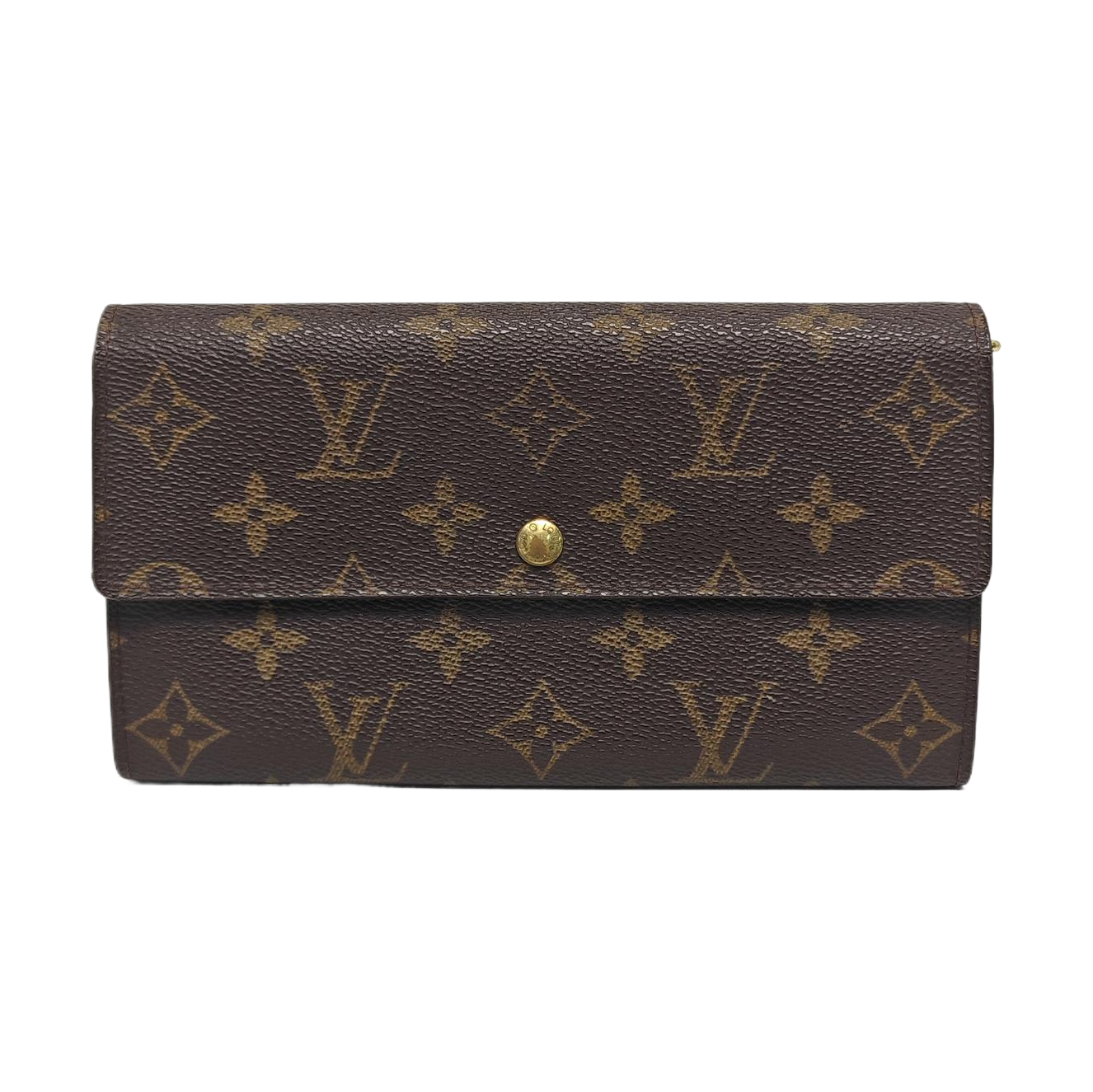 PORTE MONNAIE Monogram Coated Canvas Brown Wallet