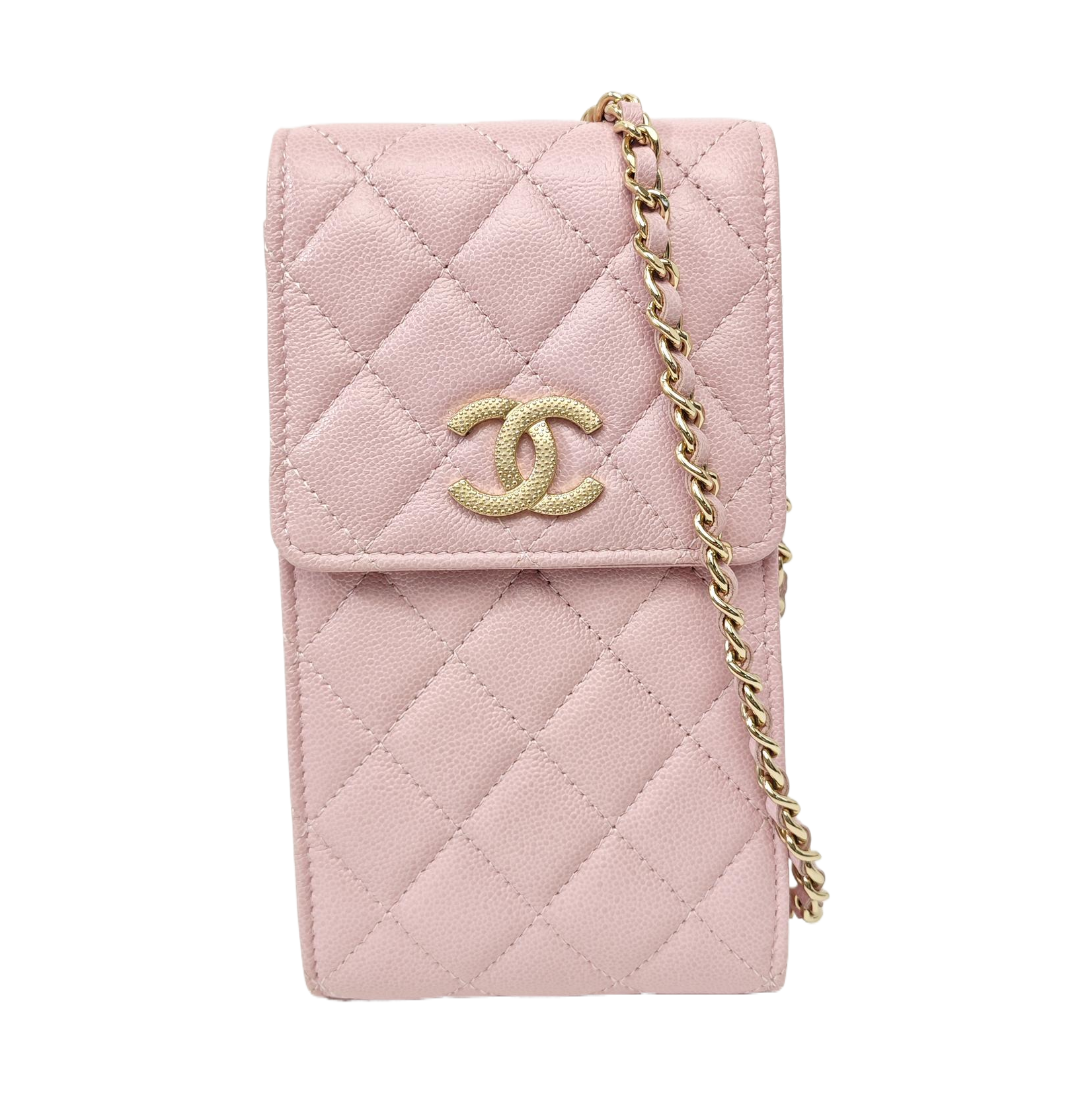 Quilted Grained Calfskin Shoulder Bag Pink