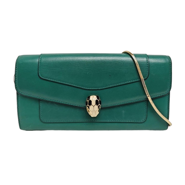 SERPENTI FOREVER Calfskin Green Wallet