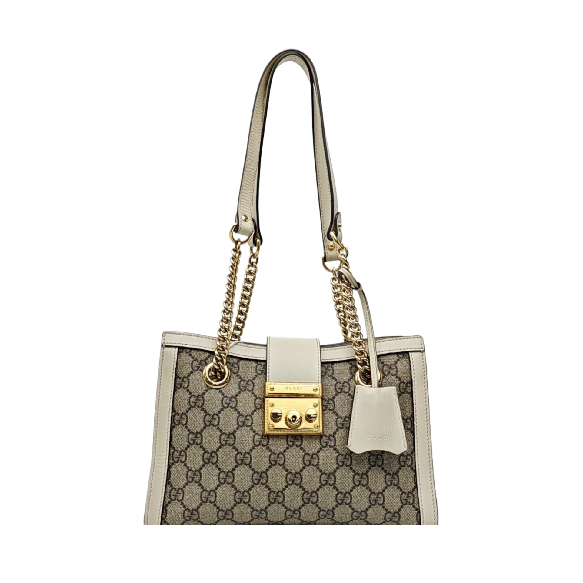 Padlock Small Monogram Coated Canvas Beige